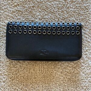 Coach Black Wallet with Silver Accents